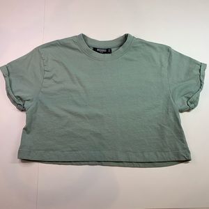 light blue green crop top